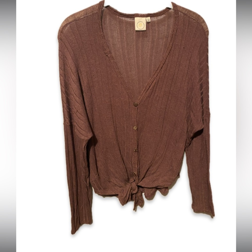 SOLD! Altar'd State Womens Waffle Knit Tie-Front Long Sleeve Size L